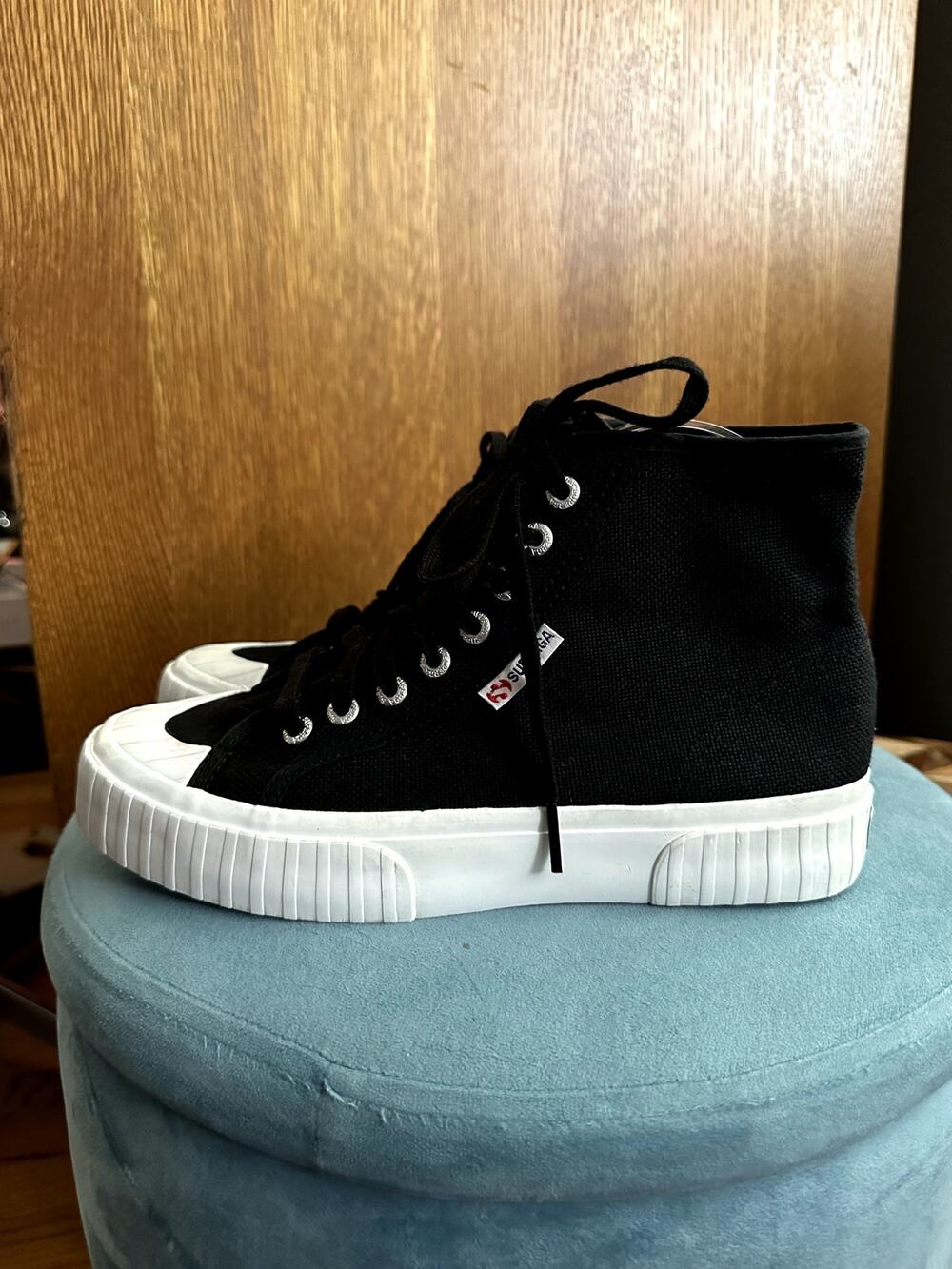 Superga Women's Black Canvas High Top Sneaker | Size 8 39
